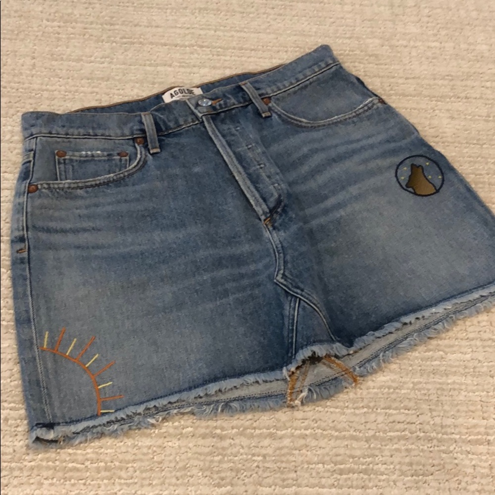 AGOLDE mini blue jean skirt